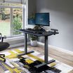 Electric Standing Desk 48x30 Black in raised position at home